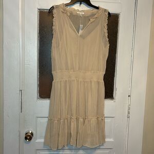 NWT Maurice’s Women’s Light Cream Sheer Ruffled Mini Sundress Size XL